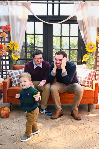 Family in warm autumn light