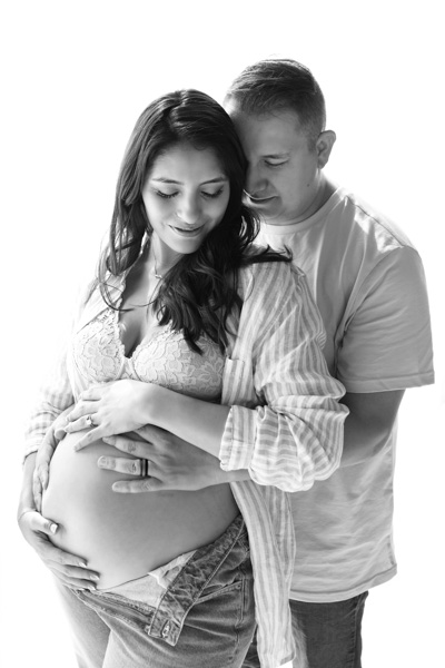 Pregnant woman in a flowing dress