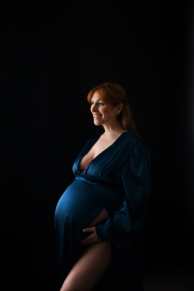 Pregnant woman in a flowing dress