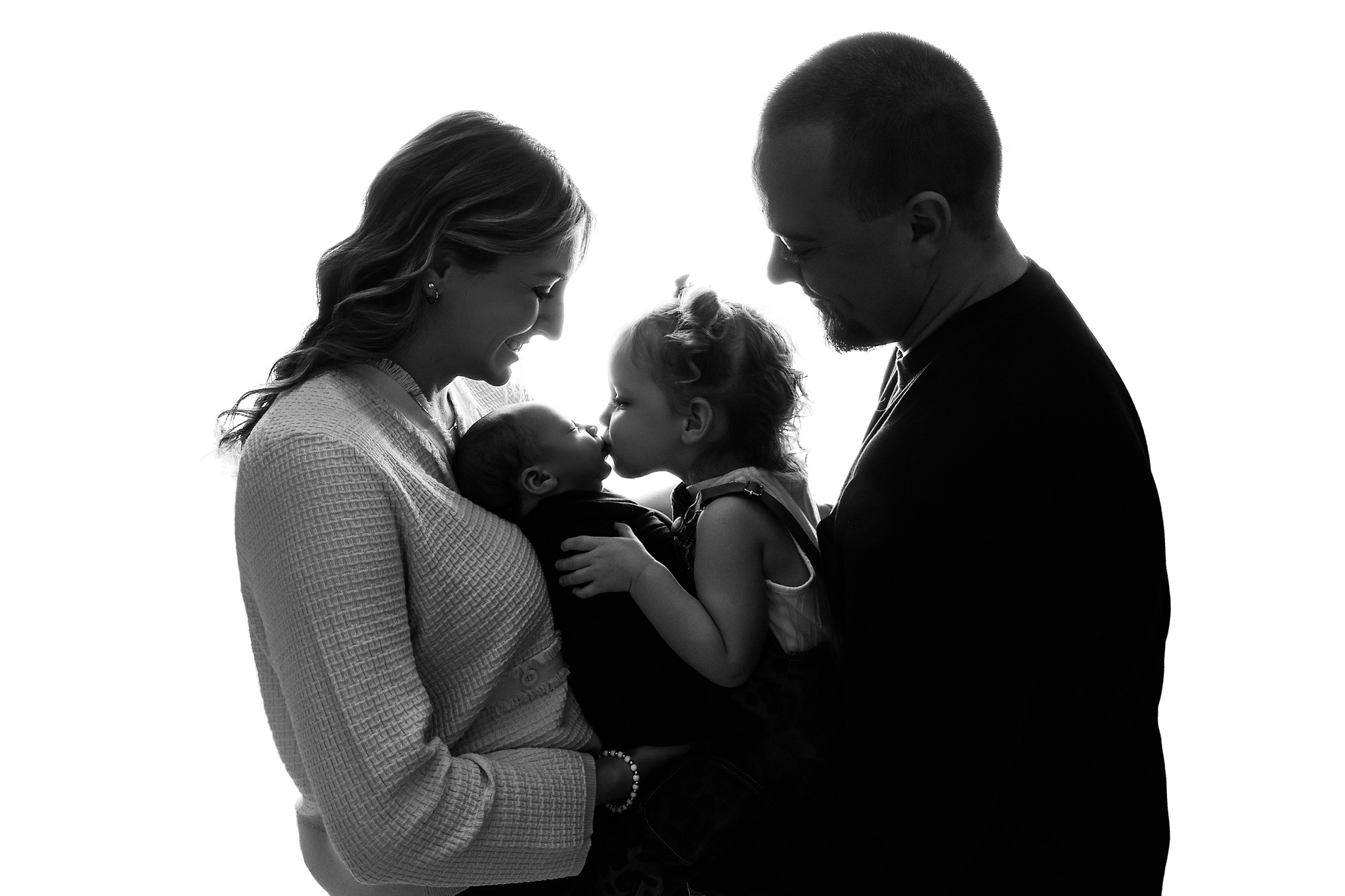 Newborn hold on mother arms, black and white image author Olivia Grace
