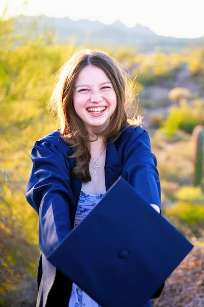Senior student relaxed outdoors in natural light