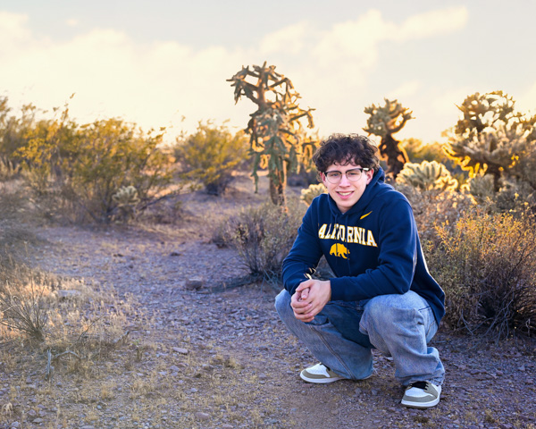 Senior student photographed in soft light