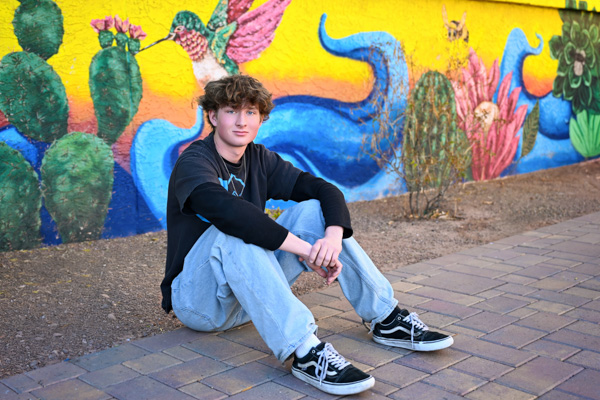High school senior in a relaxed, candid shot